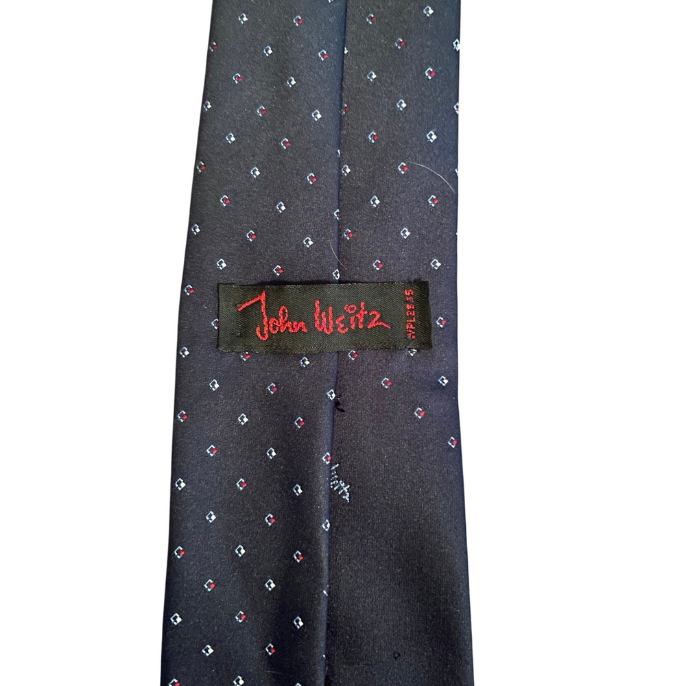 John Weitz Mens Navy Blue Geometric‎ Micro Pattern Silk Blend Necktie Tie